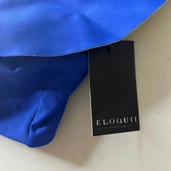 Eloquii Drama Ruffle Bikini Top Contrasting Blue Lime NWT 12 - Picture 2 of 6